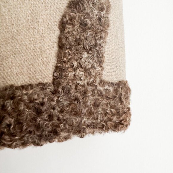 Vintage Katzman Light Beige Wool Fur Trim Winter Blazer Jacket Union Made S/M - Picture 4 of 13